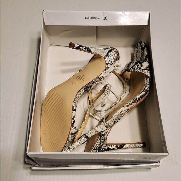 Guess Kabelle Faux Python Ankle Strap Stiletto Heels Black Gray 6.5 - Picture 9 of 10